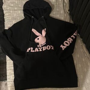 Playboy Black Hoodie with Pink Accents